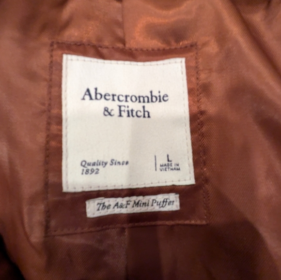 Abercrombie & Fitch Brown Soft Faux Fur Cropped Mini Puffer Size L - Picture 4 of 6